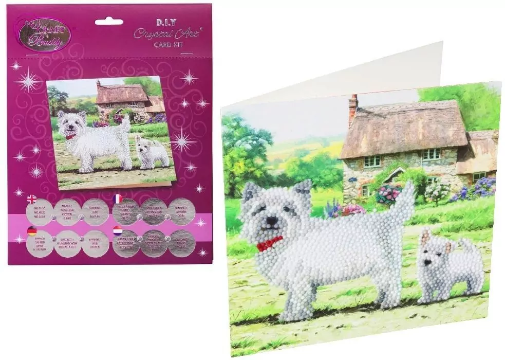 Diamentowa mozika Westie pieski 18x18cm - tantis.pl