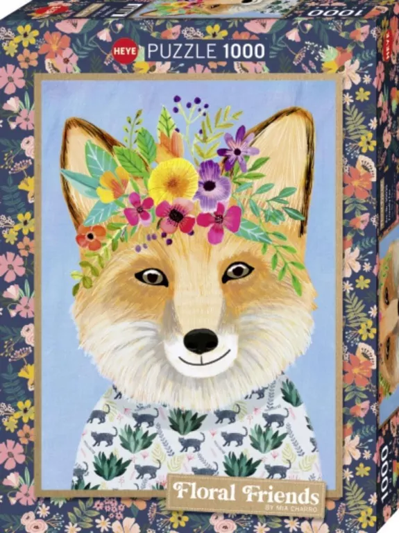Puzzle 1000 Floral Friends, Lis z kwiatami na głow - tantis.pl