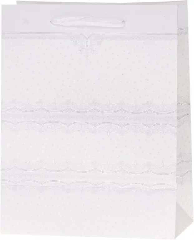 Torebka z brokatem 31x44x12cm biała ROZETTE. 1 sztuka - tantis.pl