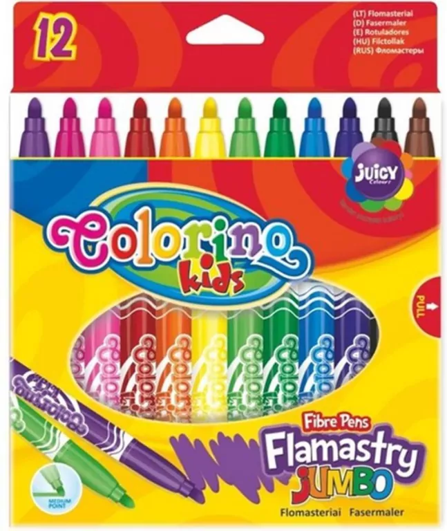 Flamastry jumbo 12 kolorów - tantis.pl