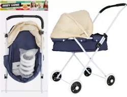 Wózek dla lalek głęboki metalowy granatowy