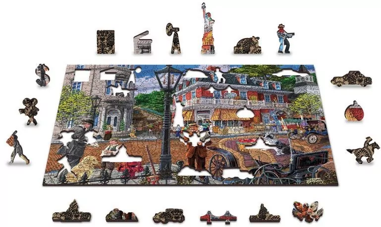 Puzzle drewniane 3D Ulica w centrum Main street L - tantis.pl