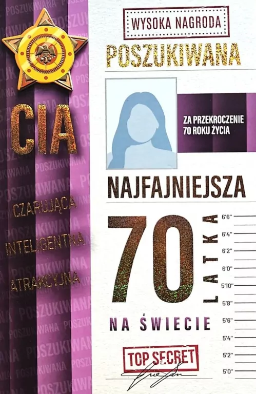 Karnet Urodziny 70 damskie poszukiwana - tantis.pl