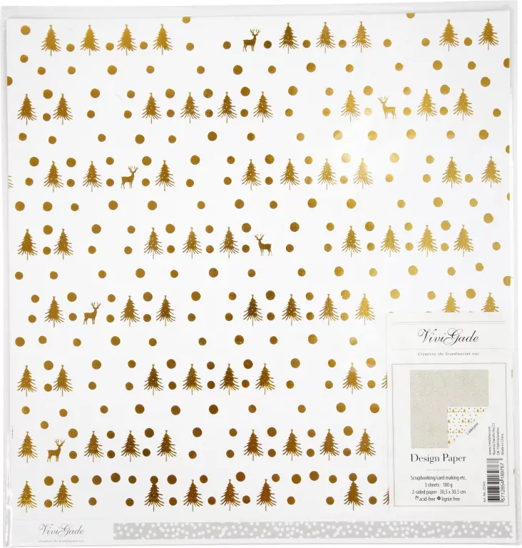 Papier ozdobny 30,5x30,5cm. Deer and dots 180g/3 ark - tantis.pl