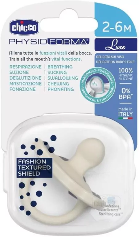 Chicco. Soft Luxe. Smoczek. 2-6 miesięcy. Szary - tantis.pl