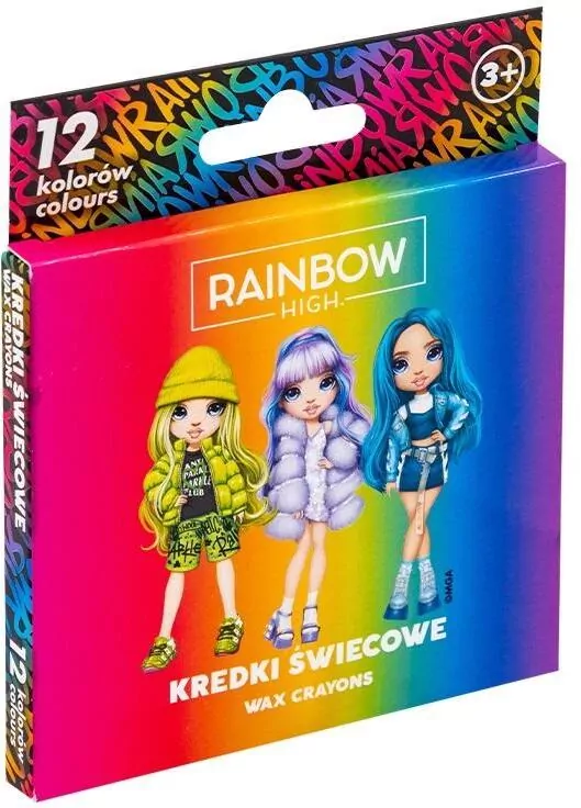 Kredki świecowe okągłe Rainbow High 12kol ASTRA - tantis.pl