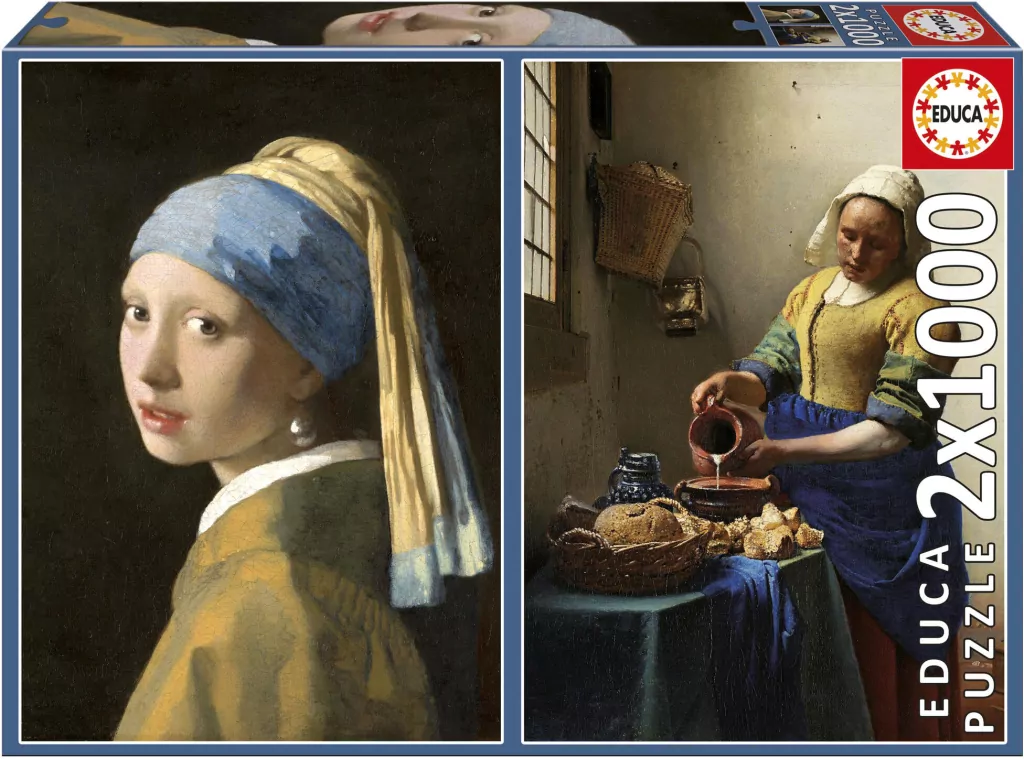 Puzzle 2x1000. Dziewczyna z perłą / Mleczarka Vermeer - tantis.pl