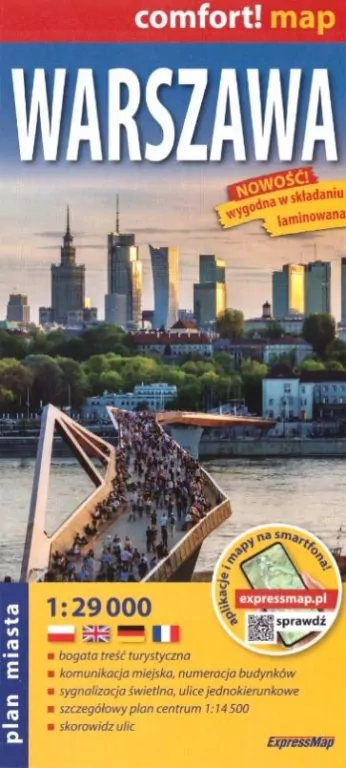 Warszawa laminowany plan miasta 1:29 000 - tantis.pl