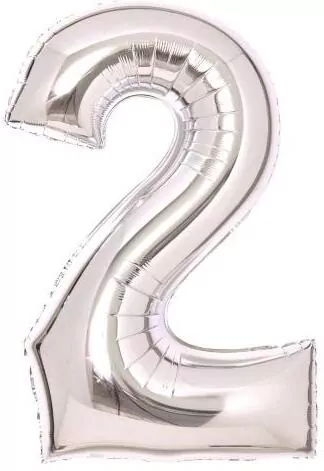 Balon foliowy cyfra 2 srebrna 51x66cm - tantis.pl