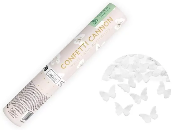 Tuba z motylkami biały 20cm - tantis.pl