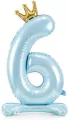 Stojący balon foliowy cyfra 6 84cm błękitny - tantis.pl