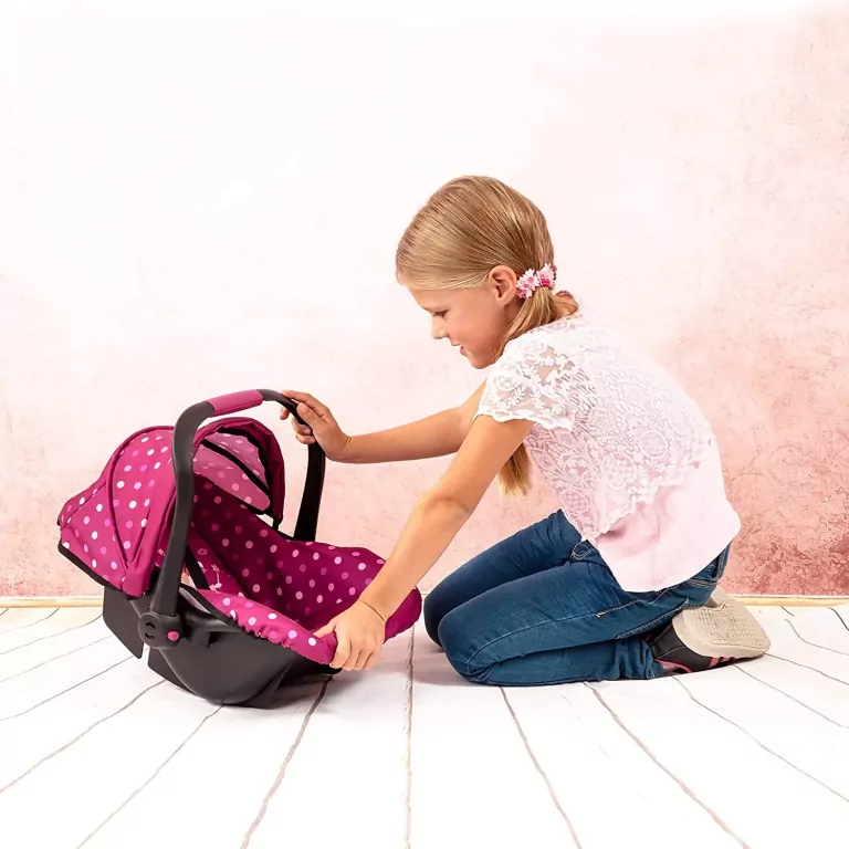 Fotelik samochodowy dla lalek z baldachimem. Deluxe - tantis.pl