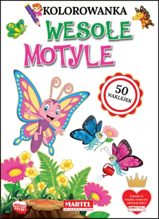 Wesołe motyle. Kolorowanka z naklejkami - tantis.pl