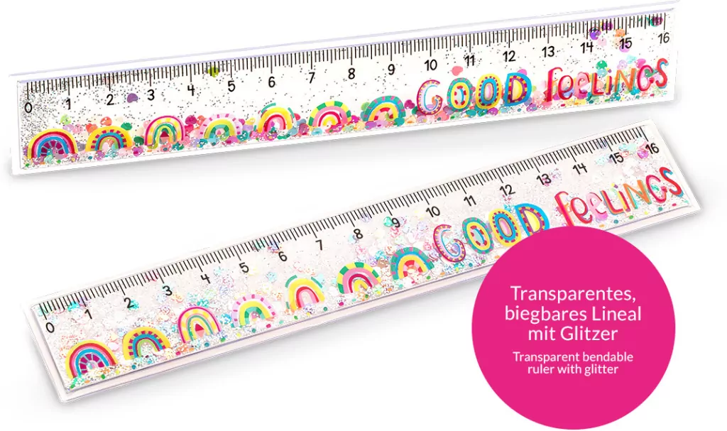 Linijka brokatowa Good Feelings 16 cm - tantis.pl