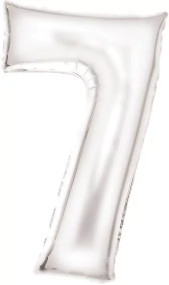 Balon foliowy cyfra 7 satynowa biała 86cm - tantis.pl