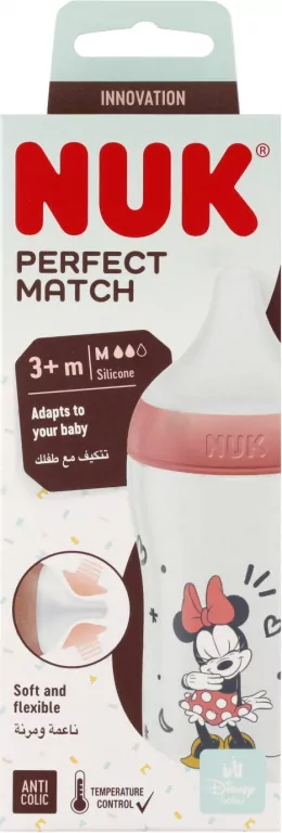 NUK. Perfect Match. Butelka z silikonowym smoczkiem. 260 ml. Minnie Mouse - tantis.pl