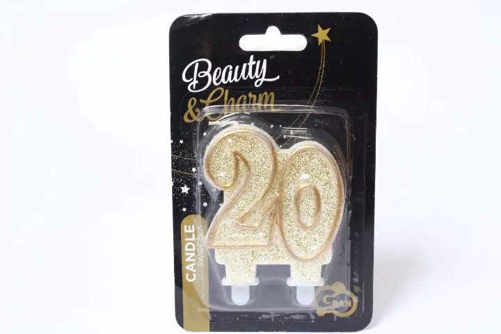 Świeczka 20, złoty kontur - tantis.pl