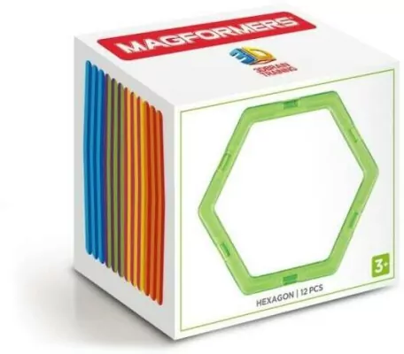 Klocki magnetyczne. 12 elementów. Sześciokąty
