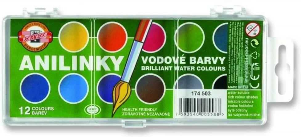 Farby akwarelowe, Anilinky Brilliant 12 kolorów - tantis.pl