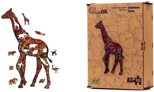 Puzzle drewniane eko 102. Cętkowana żyrafa - tantis.pl