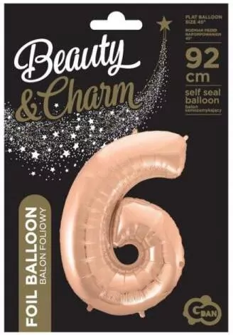 Balon foliowy B&C 6 różowo-złoty 92cm - tantis.pl