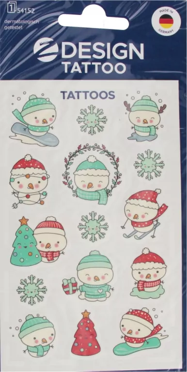 Tatuaże bożonarodzeniowe dla dzieci - bałwanki - tantis.pl