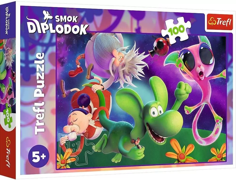 Puzzle 100 Smok Diplodok i przyjaciele TREFL - tantis.pl