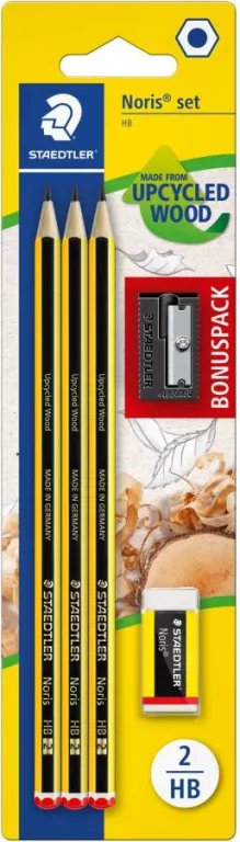Staedtler. Ołówek Noris HB 3 sztuki + gumka + temperówka - tantis.pl