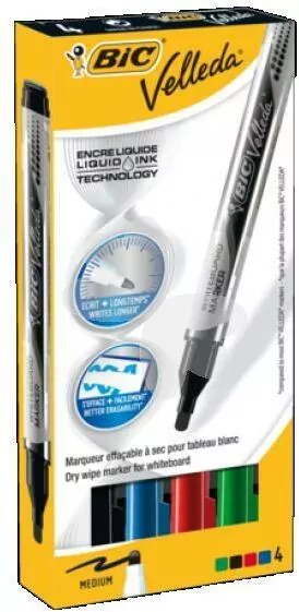 Marker Velleda Liquid Mix 4 kolory BIC - tantis.pl