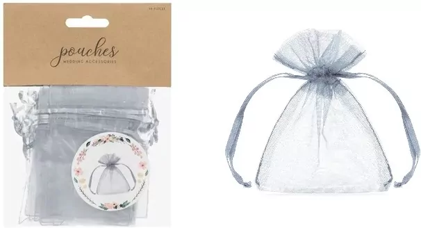 Woreczki z organzy srebrny 10cm - tantis.pl
