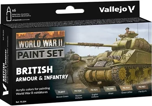 Vallejo: 70.204 - Model Color - WWII British Armour & Infantry (6 x 18 ml) - tantis.pl