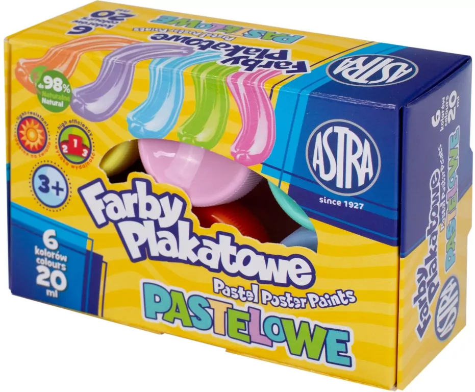 Astra. Farby plakatowe pastelowe 20ml, 6 kolorów - tantis.pl