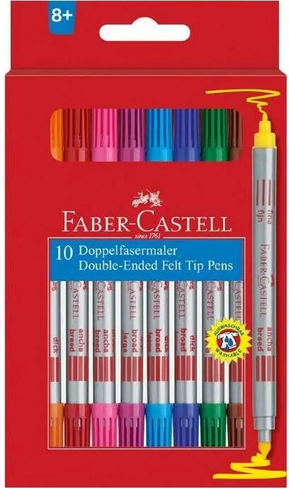 Faber-Castell. Flamastry dwustronne, 10 kolorów - tantis.pl