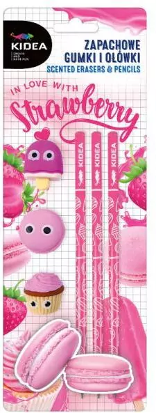 Zapachowe gumki i ołówki. Truskawka - tantis.pl