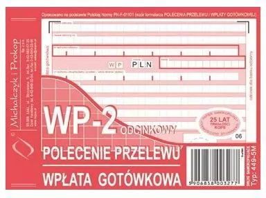 Polecenie przelewu A6 wpłata gotówkowa 2 skł. 449-5 - tantis.pl