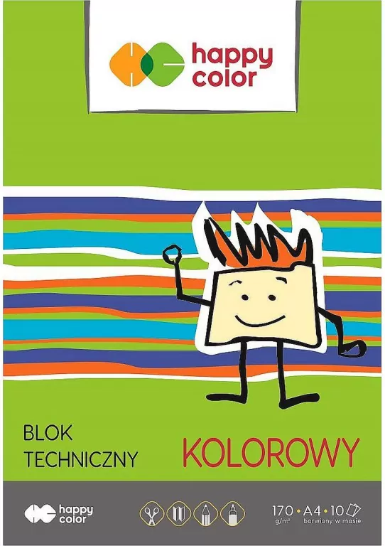 Blok techniczny kolorowy A4 170g. Happy Color 20 szt - tantis.pl