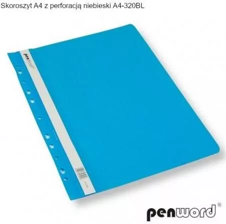 Skoroszyt A4 z perforacją niebieski, 20 sztuk - tantis.pl