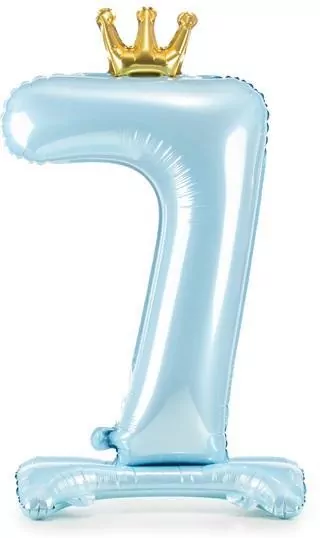 Stojący balon foliowy cyfra 7 84cm błękitny - tantis.pl