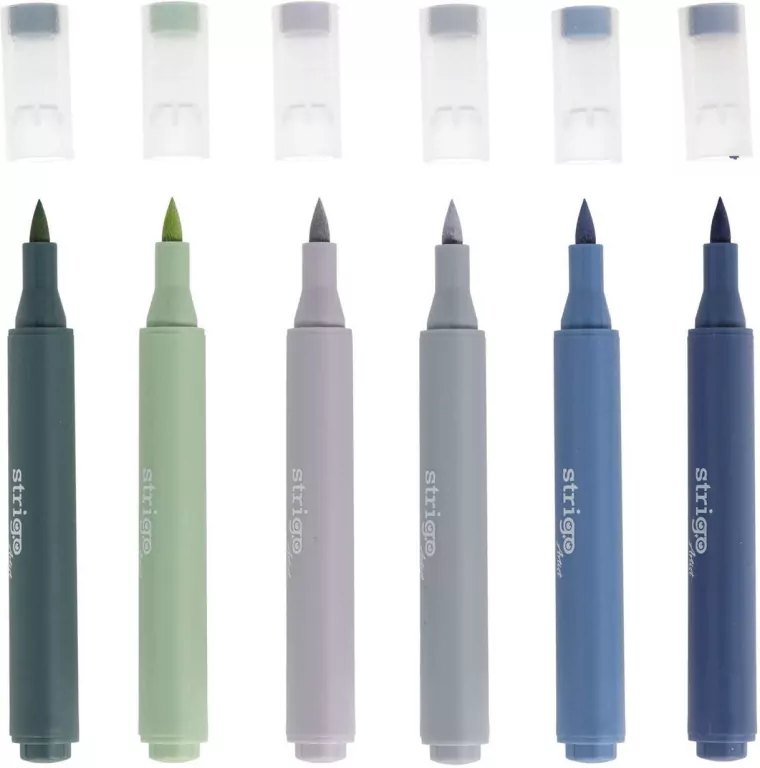 Marker akrylowy Brush 6 kolorów STRIGO - tantis.pl