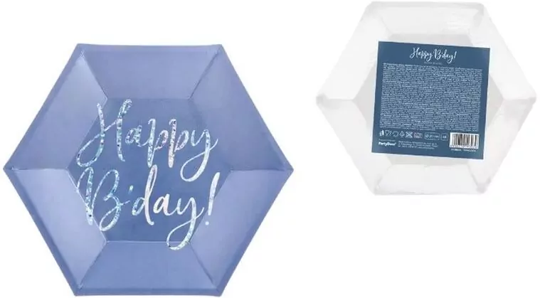 Talerzyki Happy B'day! granatowy 20cm - tantis.pl