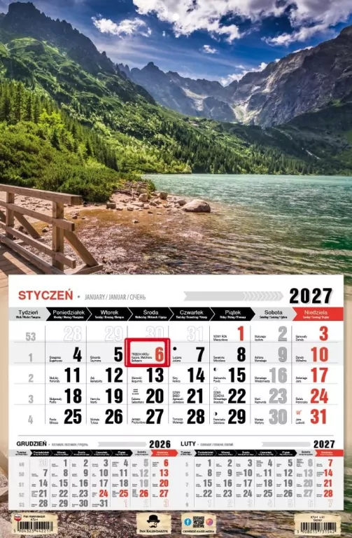 Kalendarz 2027 jednodzielny Tatry - tantis.pl