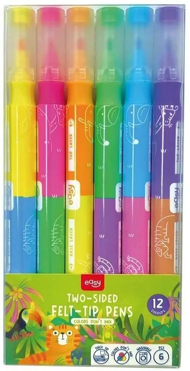 Mazaki warstwowe dwustronne 12 kolorów EASY - tantis.pl