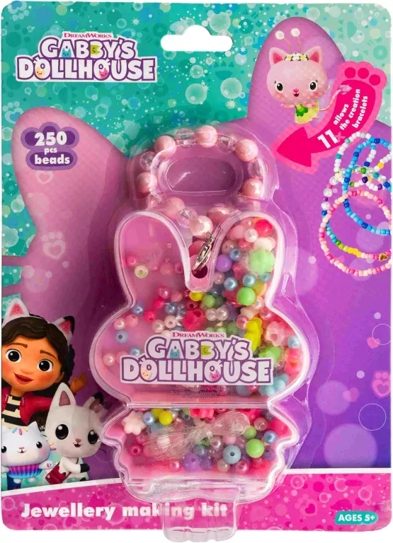 Zestaw koralików Gabby's Dollhouse Zajączek 250 szt. + 2m gumki - tantis.pl