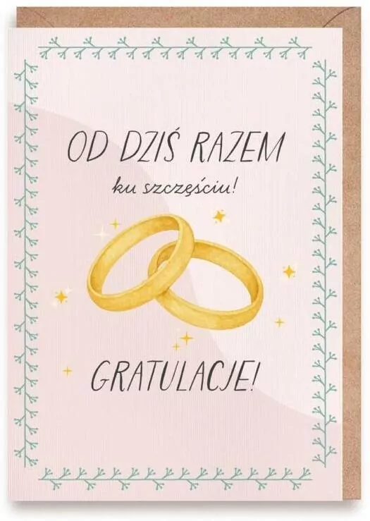 Kartka ślubna Obrączki, eko koperta - tantis.pl