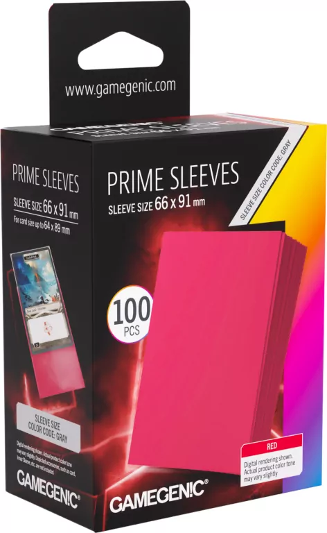 Gamegenic: Prime Sleeves (66x91 mm) - Red - 100 sztuk - tantis.pl