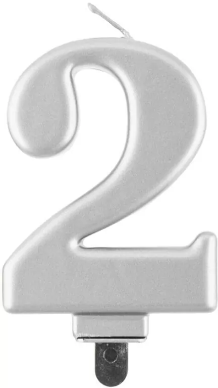 Świeczka B&C 2 metalik srebrna 8,0cm - tantis.pl