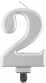 Świeczka B&C 2 metalik srebrna 8,0cm - tantis.pl