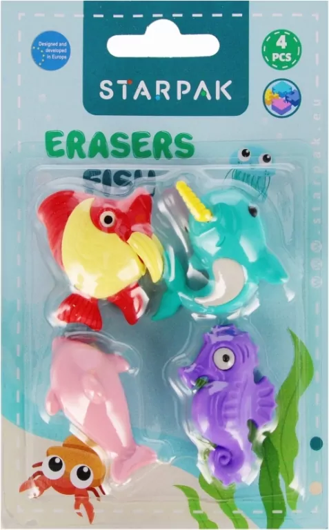 Gumka do mazania 3D puzzle 4 sztuki Fish - tantis.pl