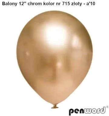 Balony 30,5cm. Chromowane złote