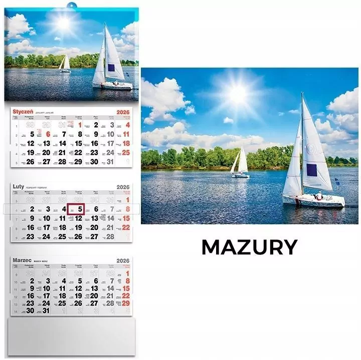 Kalendarz 2026 tródzielny mazury - tantis.pl